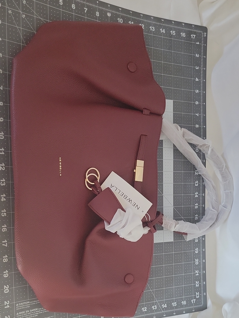 Newbella Women's Burgundy Shoulder Bag with Gold Accents